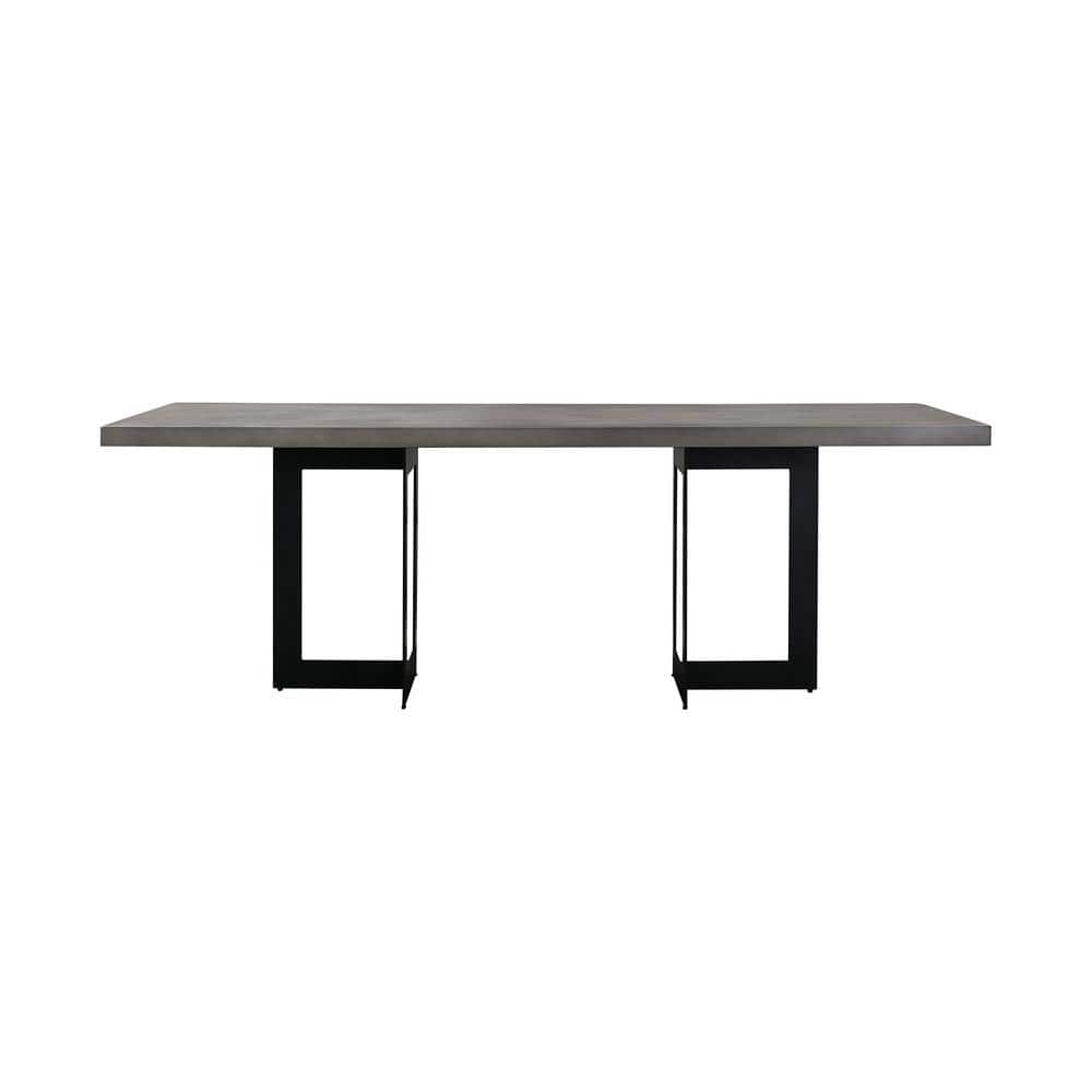 Odet 87 in. Rectangle Grey Oak Wood Top with Metal Frame (Seats 8)