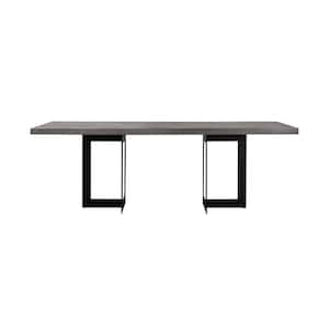 Odet 87 in. Rectangle Grey Oak Wood Top with Metal Frame (Seats 8)