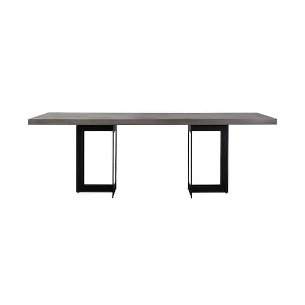 Armen Living Odet 87 in. Rectangle Grey Oak Wood Top with Metal Frame (Seats 8)