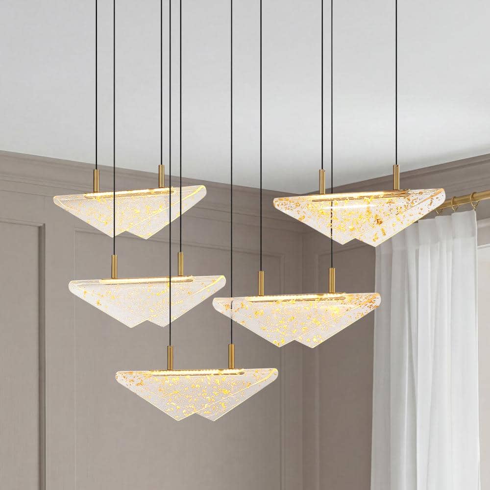 42 in. 5-Light Gold Integrated LED Linear Chandelier for Kitchen Island and Dining Room price history on PriceWatchPro