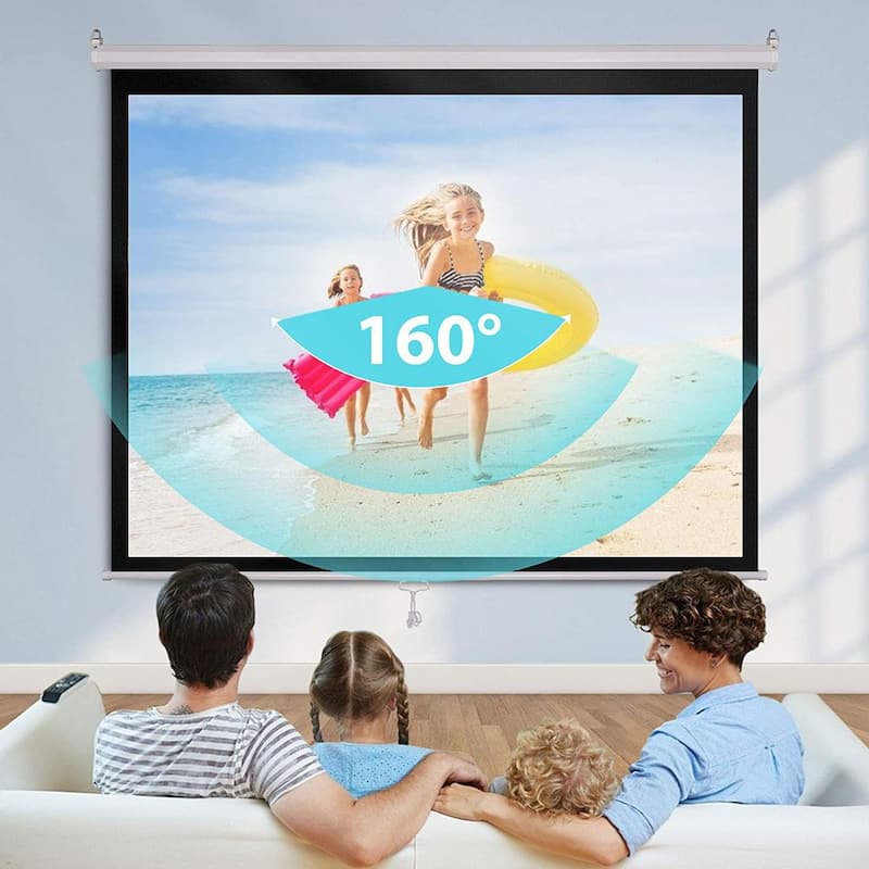 120 in. Manual Pull-Down Retractable Projector Screen, 1:1 HD