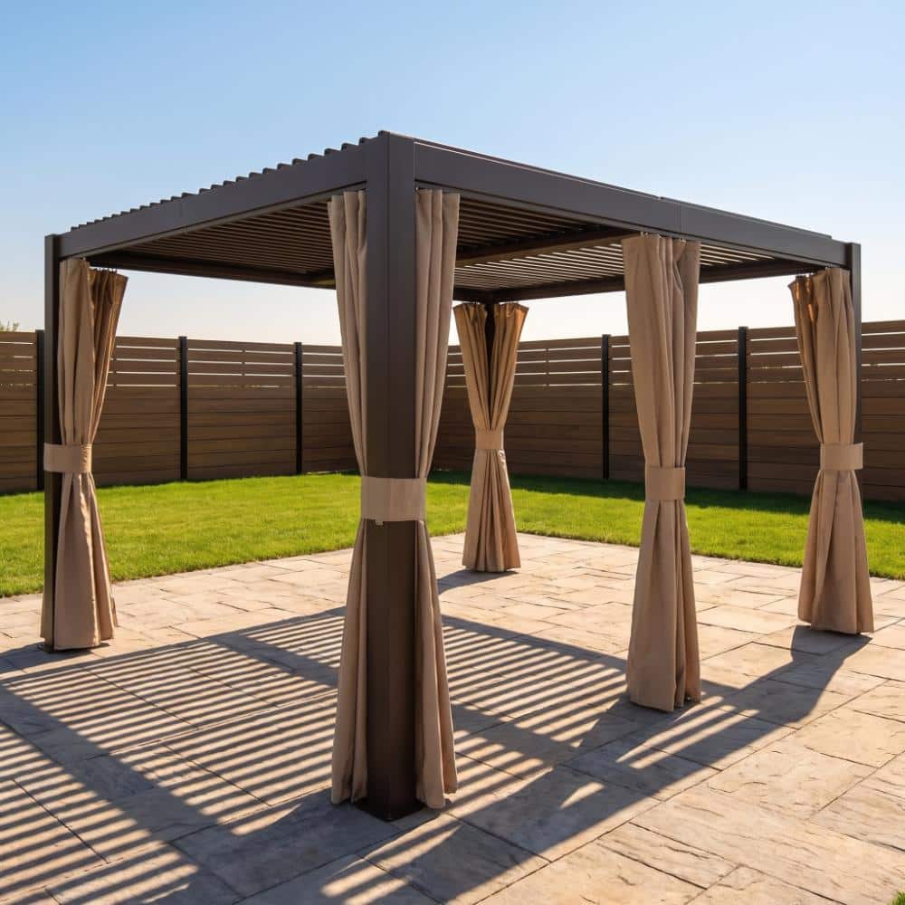 10 x 12 FT Brown Outdoor Gazebo Louvered Pergola with Adjustable Louvers price history on PriceWatchPro