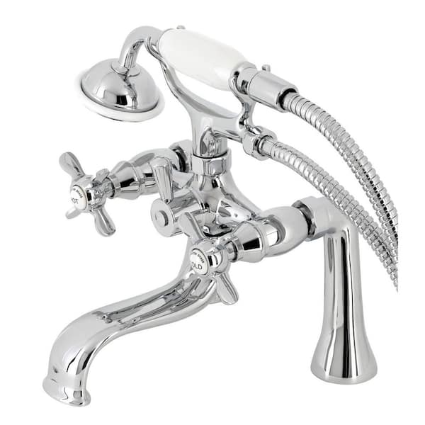 Kingston Brass Essex 3 Handle Deck Mount Clawfoot Tub Faucets With Handshower In Polished Chrome 7643