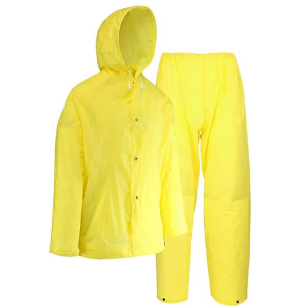 Unbranded Economy Men's Large/X-Large Yellow Polyurethane-Coated Polyester Rain Suit (2-Piece)
