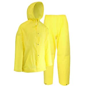 Economy Men's 2X-Large Yellow Polyurethane-Coated Polyester Rain Suit (2-Piece)