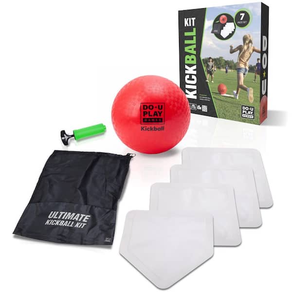 Ultimate Kickball Kit-Outdoor Game Set, 10" Ball, 4 Bases, Air Pump, Carry Bag, Kick-Catch-Tag, Backyard Activity