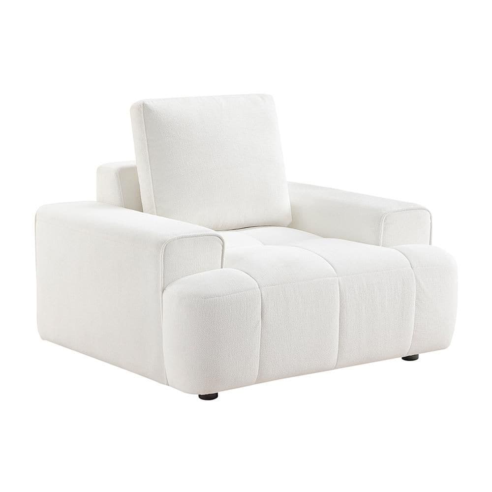Dahlia Beige Chenille Solid Wood Arm Chair