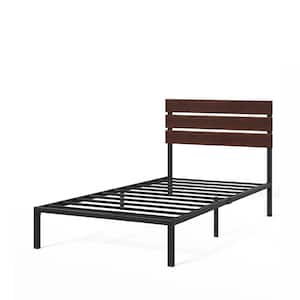 Figari 38 in. Coffee Bean Bamboo and Metal Twin Platform Bed Frame