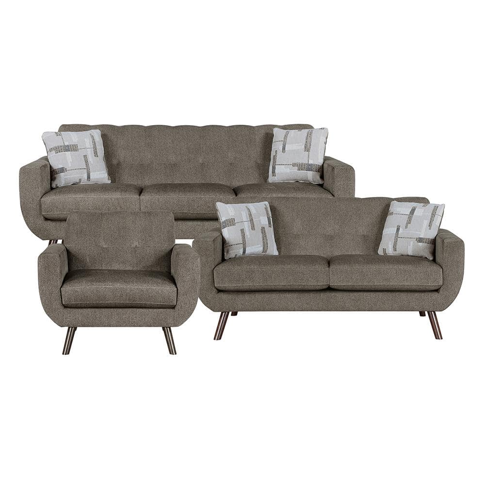 Lbiza 86.5 in. W Straight Arm Microfiber Rectangle 3-Piece Living Room Sofa