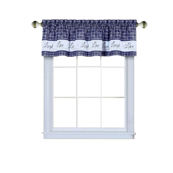 ACHIM Live, Love, Laugh 14 in. L Polyester Window Curtain Valance in Navy