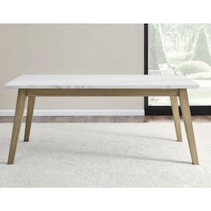 Vida White Marble Top 72 in. 4-Leg Dining Table (Seats 6)