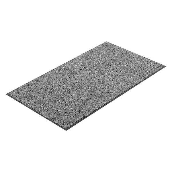 Front Door Mat, 3 x 5 ft. Commercial Floor Mat for Indoor Outdoor, Industrial Entrance Carpet PVC Backing Gray Area Rug