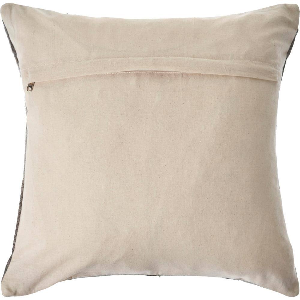 Silver and Brown Geometric Faux Leather Throw Pillow, 20 in