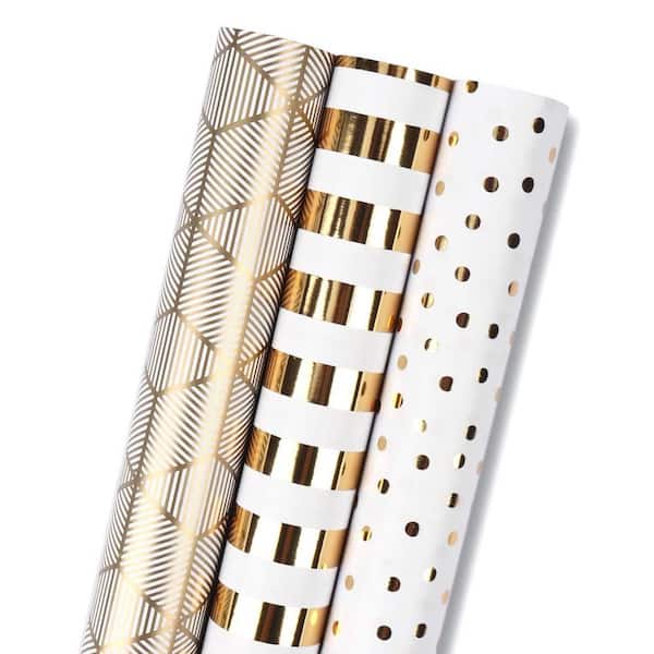 17 in. x 120 in. Foil Wrapping Paper with Mini Roll for Birthday Gift Wrapping and Party Decorations Mulch (1-Pack)