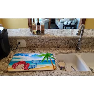14 in. x 21 in. Multicolor Mermaid on the Beach Dish Drying Mat