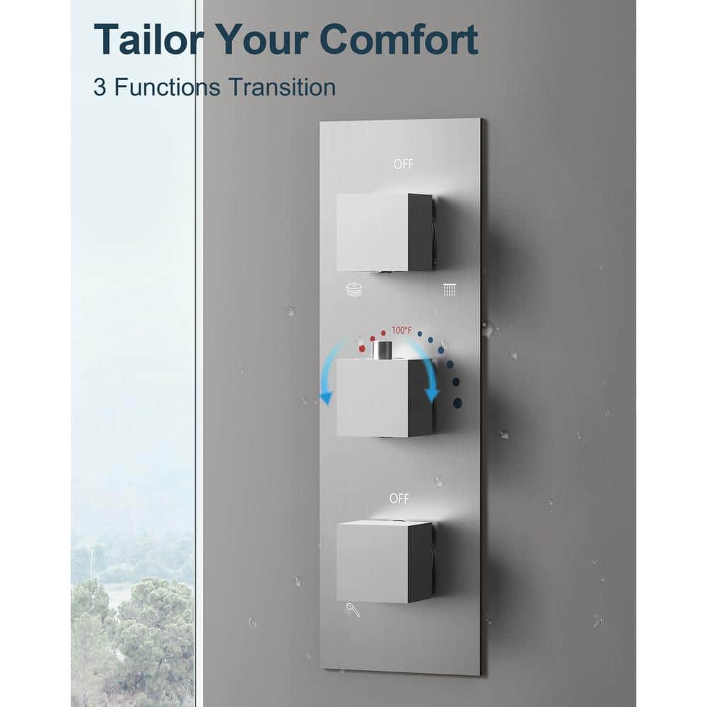Nickel Dual Rainfall Shower System with Handheld Spray