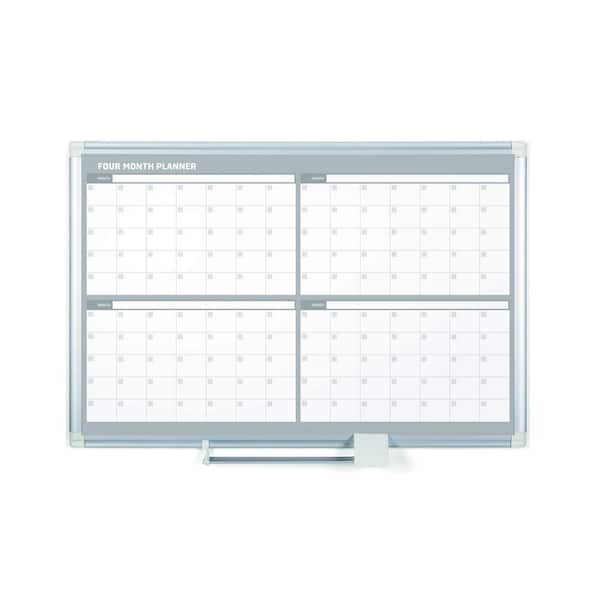 36 in. x 48 in. Magnetic Steel Dry-Erase Four Month Planner Board with Aluminum Frame