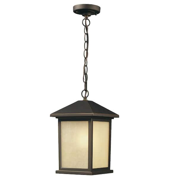 Unbranded Holbrook 13.5 in. 1-Light Oil Rubbed Bronze Outdoor Hardwired Weather Resistant Pendant Light with No Bulbs Included
