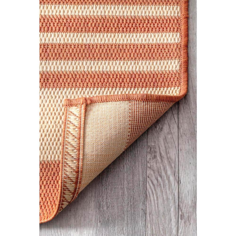 Terracotta Stripe Reversible Synthetic 6'3" x 9'2" Area Rug
