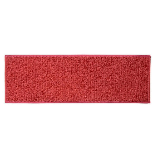 RugStylesOnline Custom Size Stair Treads Solid Red Color 9.5" x 31.5" Indoor Carpet Stair Tread Cover Slip Resistant Backing Set of 13