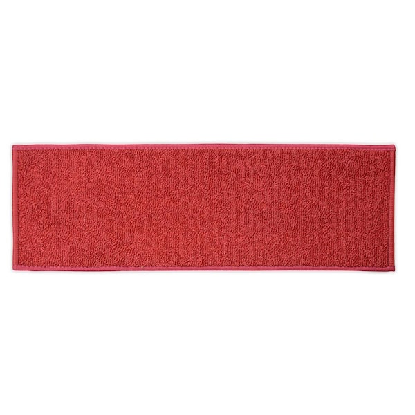 Unbranded Custom Size Stair Treads Solid Red Color 9.5" x 31.5" Indoor Carpet Stair Tread Cover Slip Resistant Backing Set of 13