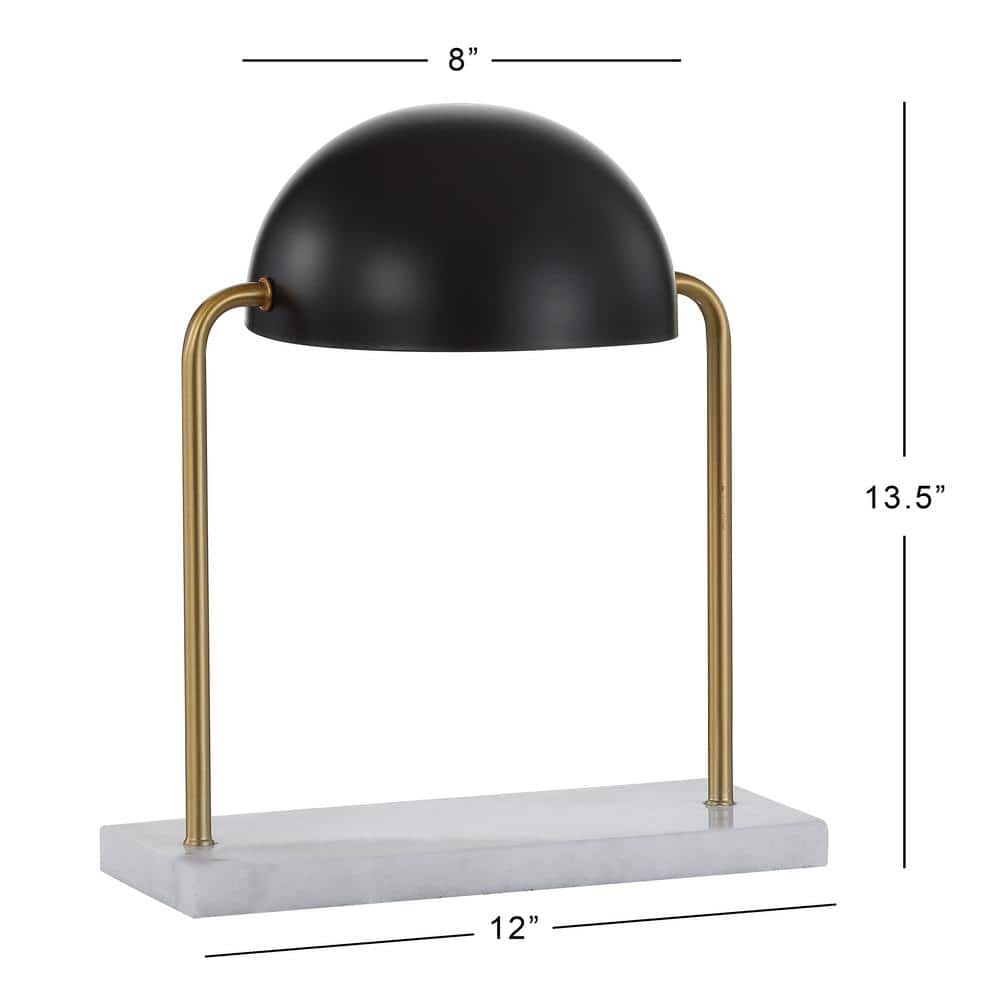 Porter 13.5" Black Dome Lamp with Marble Base