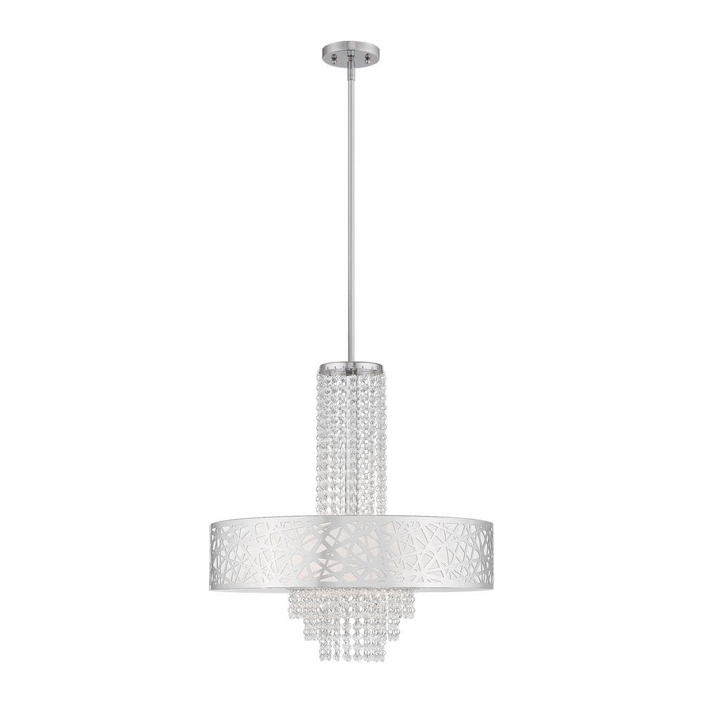Vadnerhaven 5-Light Polished Chrome Pendant Chandelier with Off-White Fabric Shade Inside price history on PriceWatchPro