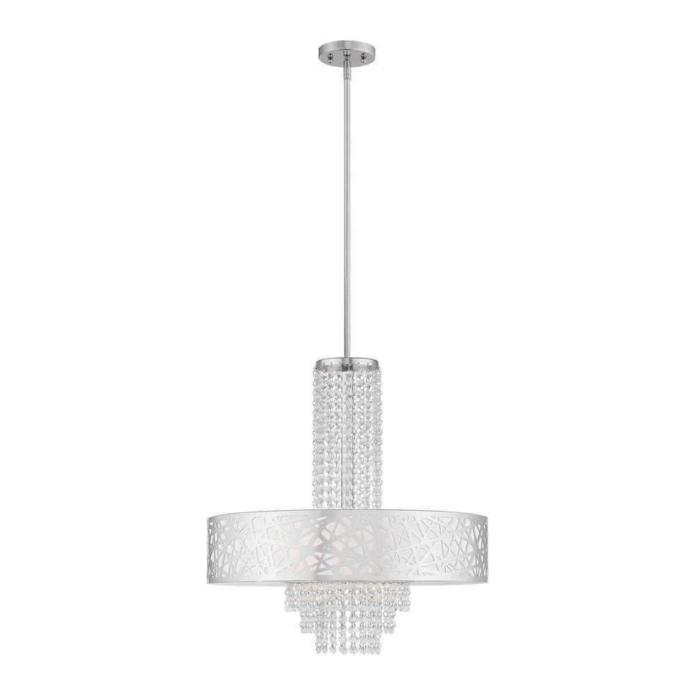 Polished Chrome 5-Light Drum Chandelier with Crystal Accents