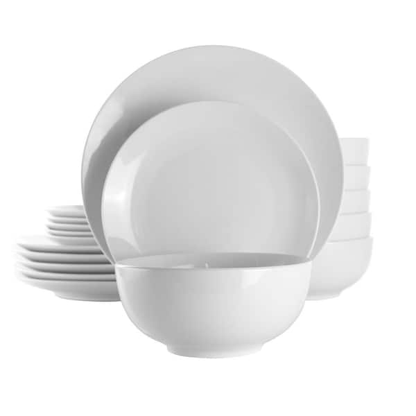 Elama 18-Piece Luna White Porcelain Set (Service for 6)