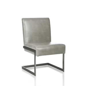 Gray Leatherette Upholstered with Dining Chair with Cantilever Base