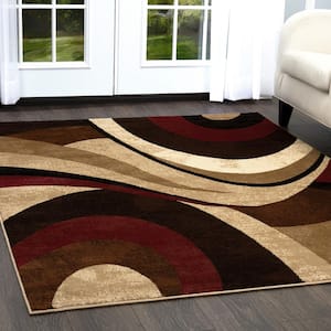Tribeca Slade Brown/Red 3 ft. x 5 ft. Abstract Area Rug