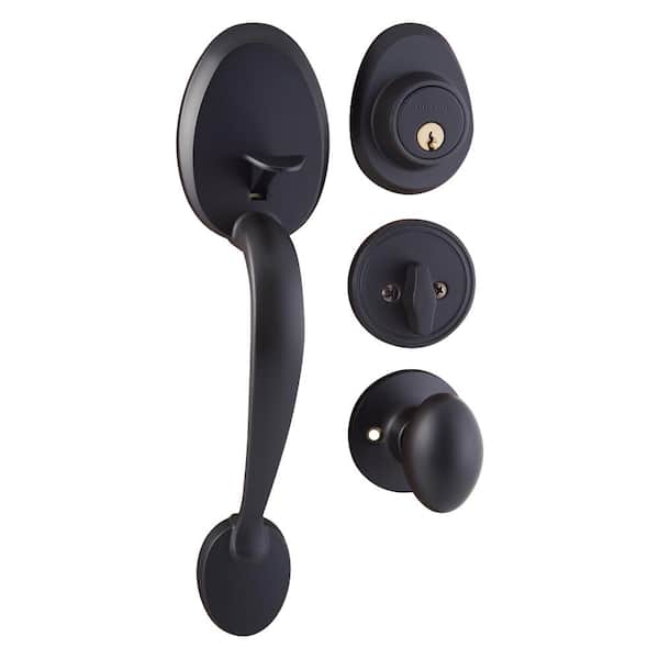 Single Cylinder Iron Black Door Handleset
