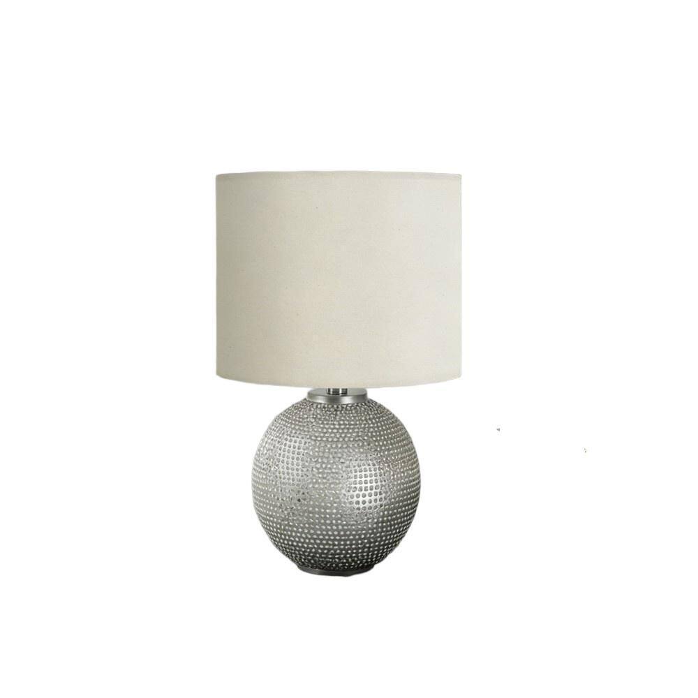 18 in. Gray Resin Globe Table Lamp with Textured Base and Ivory Fabric Drum Shade for Living Room, Bedroom and Office price history on PriceWatchPro
