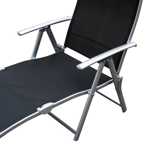 outsunny steel sling fabric outdoor folding chaise lounge chair recliner