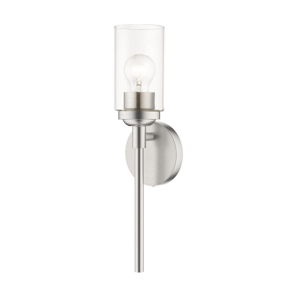 Strombury 4.75 in. 1 Light Brushed Nickel Modern Wall Sconce with Clear Glass price history on PriceWatchPro