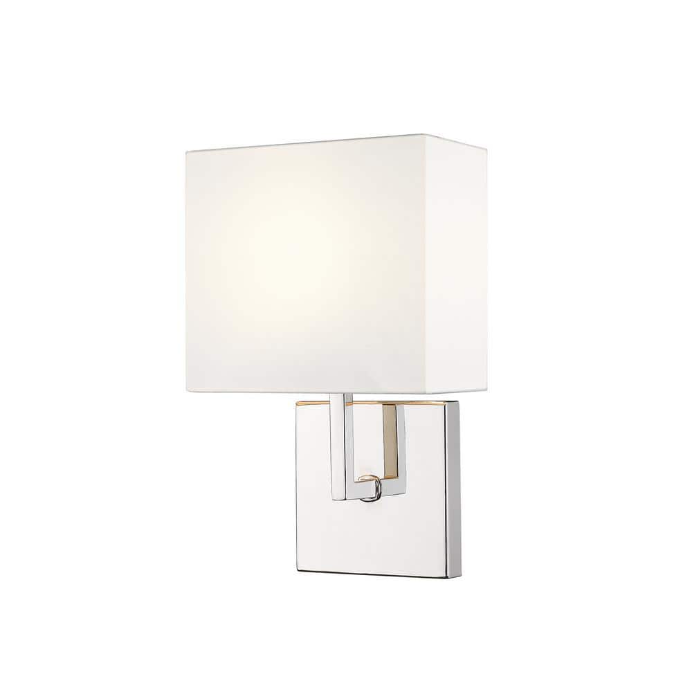 Polished Nickel 11.25" Dimmable Wall Sconce with White Shade