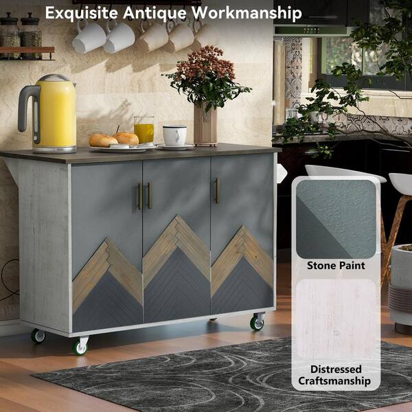 Runesay White Mdf Base with Mdf Wood Top Rolling Kitchen Island (25.7-in x 51.57-in x 36.7-in)