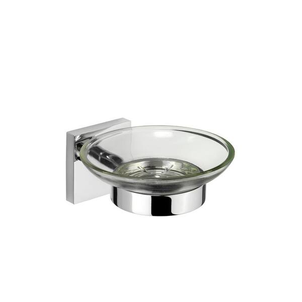 Croydex Chester Flexi-Fix Glass Soap Dish and Holder in Chrome