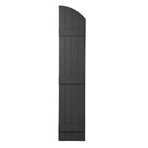 15 in. x 71 in. Polypropylene Plastic Arch Top Closed Board and Batten Shutters Pair in Spanish Moss