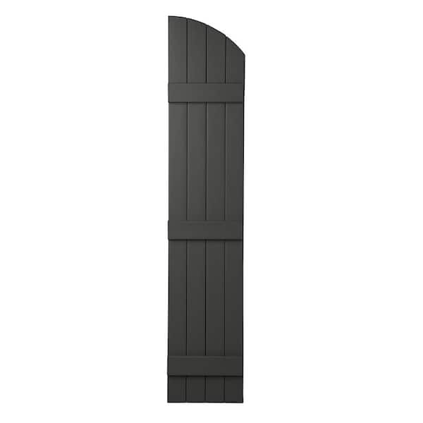 Ply Gem 15 in. x 85 in. Polypropylene Plastic Closed Arch Top Board and Batten Shutters Pair in Spanish Moss