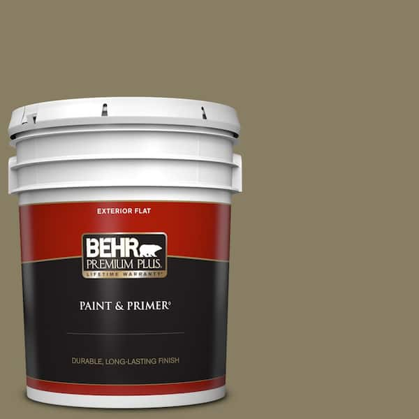 BEHR PREMIUM PLUS 5 gal. #N340-6 Sorrel Leaf Flat Exterior Paint & Primer