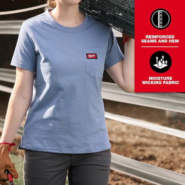 Milwaukee Women's X-Large Gray GRIDIRON Short Sleeve Pocket T