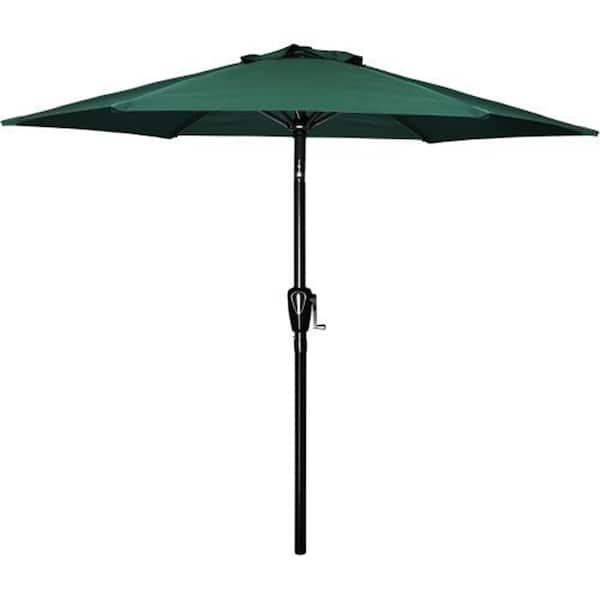 Siavonce Simple Deluxe 7.5 ft. Patio Outdoor Table Market Yard Umbrella with Push Button Tilt/Crank 6 Sturdy Ribs in Green