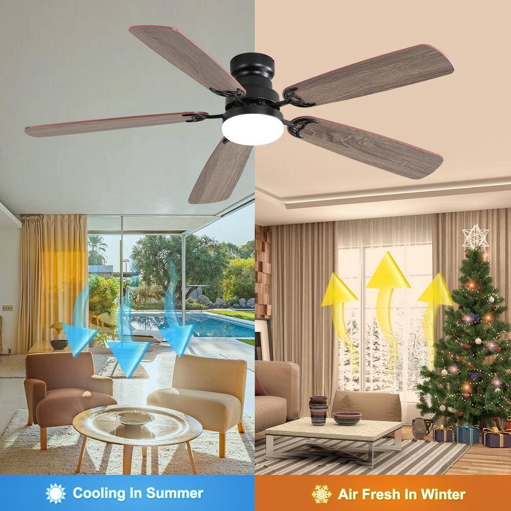 52 Inch Black MDF Ceiling Fan with LED Light and Remote Control