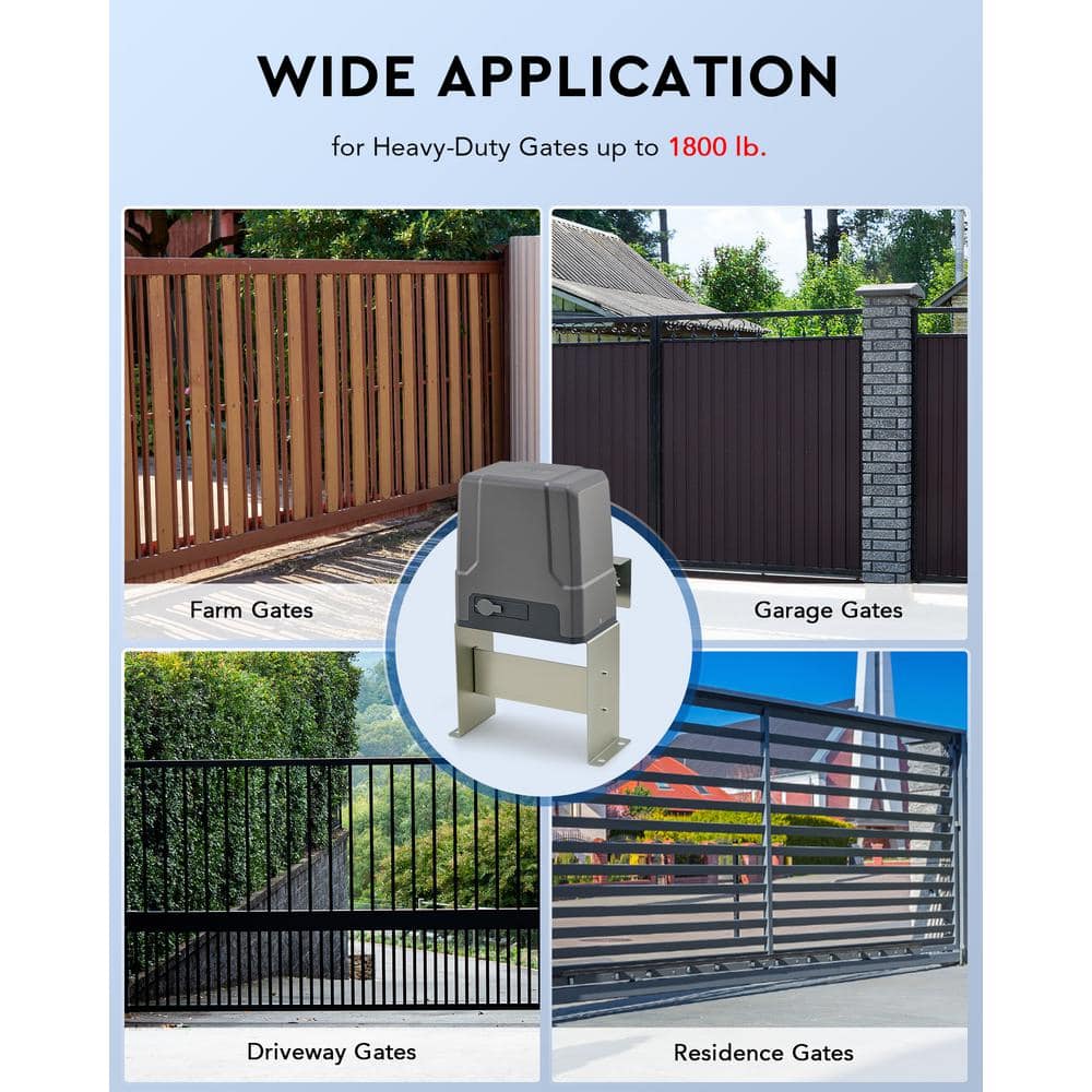 Gray 170W Sliding Gate Opener Kit with Remote Control