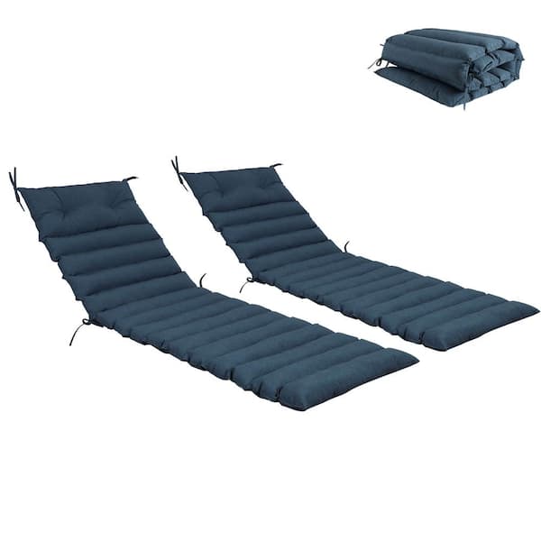 unique choice 2-Pieces Outdoor Patio Chaise Lounge Chair Cushion Replacement Seat Cushion, Navy Blue.