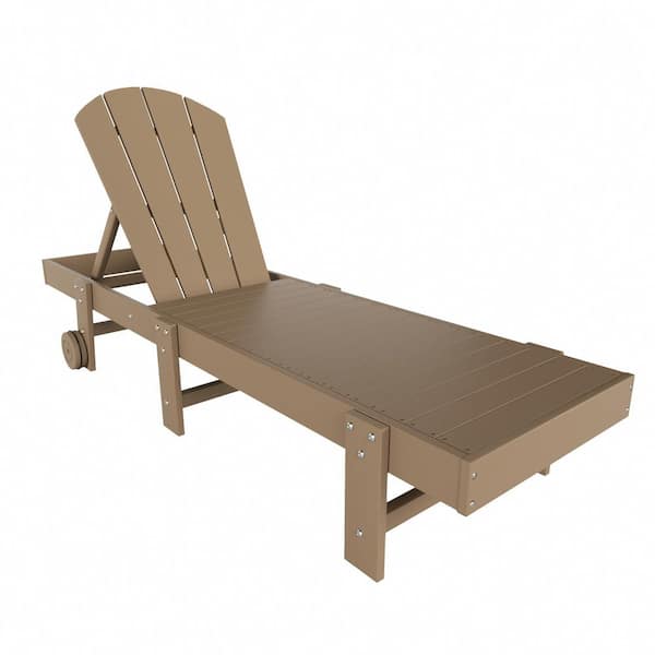 WESTIN OUTDOOR Laguna Weathered Wood HDPE Plastic Outdoor Adjustable Adirondack Chaise Lounger With Wheels