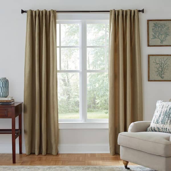 36 in. - 72 in. Telescoping 1 in. Single Curtain Rod Kit in Oil-Rubbed Bronze with Urn Square Finials