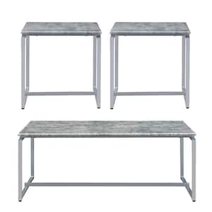 Jurgen 25 in. Rustic Gray 43 Rectangle Wood Coffee Table with Metal Frame