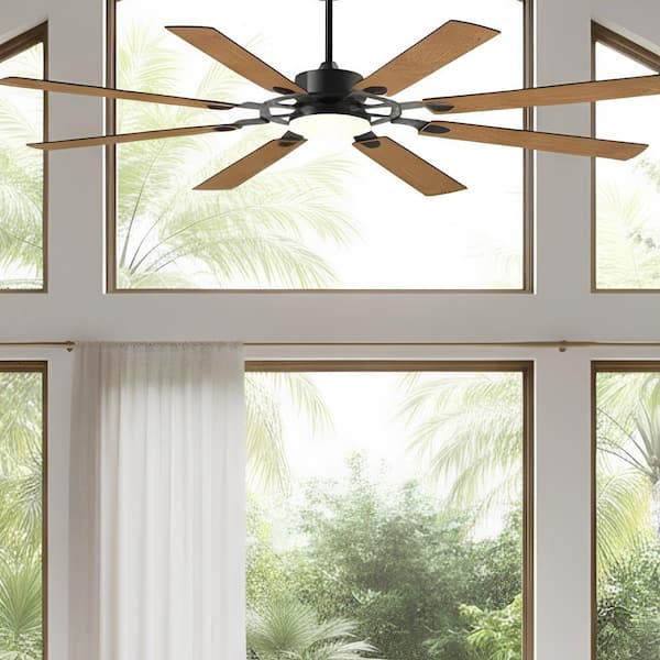 72 in. Black 8-Blade Large Ceiling Fan with Quiet Reversible DC Motor, Indoor Outdoor Modern Fan for Living Room Patio